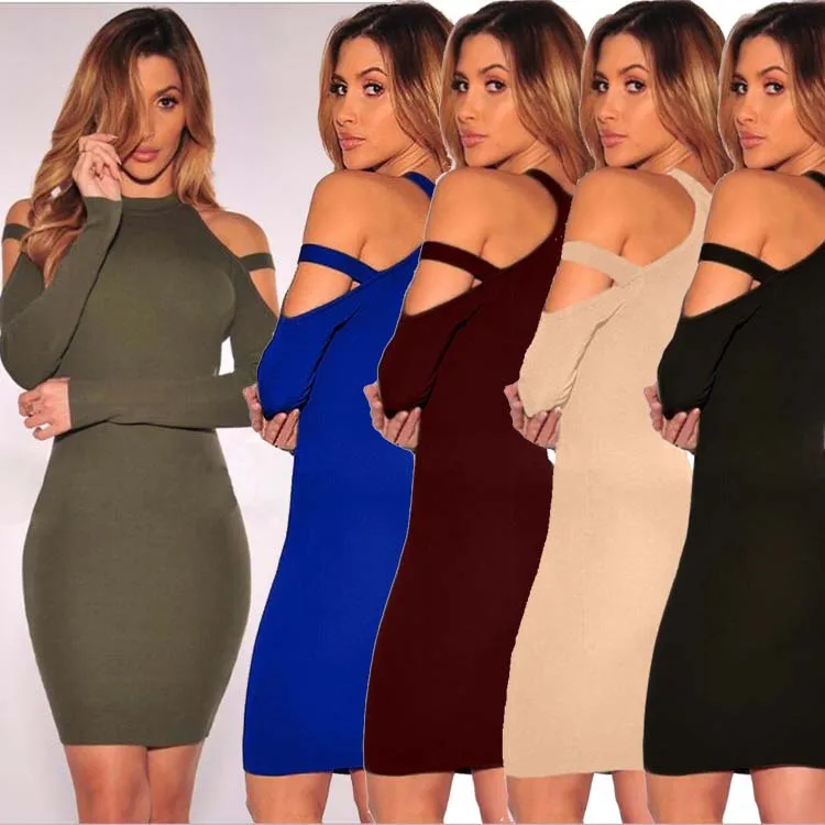 

Fashion Sexy Slim High-waist Dress Hollow Out Backless Long-sleeved Round Neck Dress Elegant Temperament Women