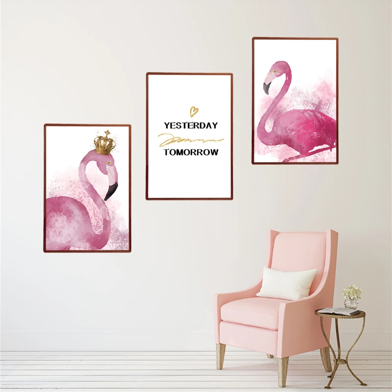 IOIOI Розовый фламинго настенный художественный постер настенные фотографии