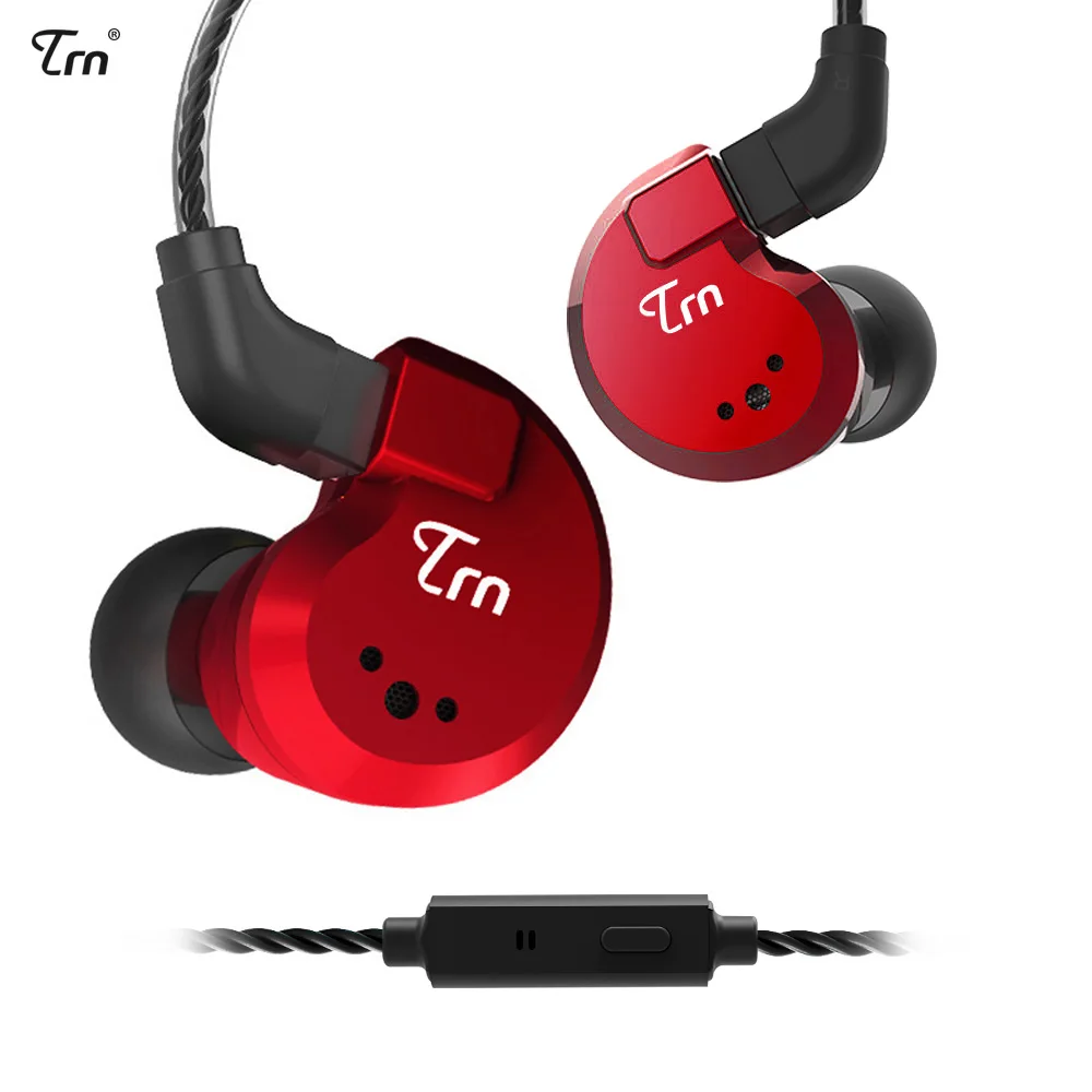 TRN V80 2DD 2BA гибридные наушники-вкладыши Hi-Fi Monito спортивные наушники для бега наушники со съемным кабелем ZST V30 ES4 24h - Цвет: red with mic