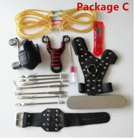 Package C Открытый рыболовный Рогатка набор мощный стрельба из лука стрельба Охота набор комбинация стрела Рогатка катапульта рыболовные инструменты - Цвет: Package C