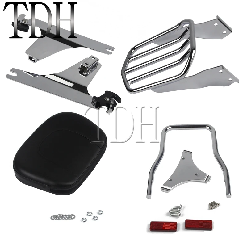 Motorcycle Chrome Sissy Bar Backrest Luggage Rack Detachable Holder For Harley Dyna Models 2002-Later | Автомобили и мотоциклы