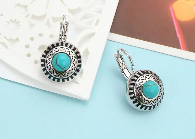 Серьги-капли из полимерного камня для женщин, розовое золото, серебро, винтажные этнические массивные Женские Висячие висячие серьги, украшения для ушей
