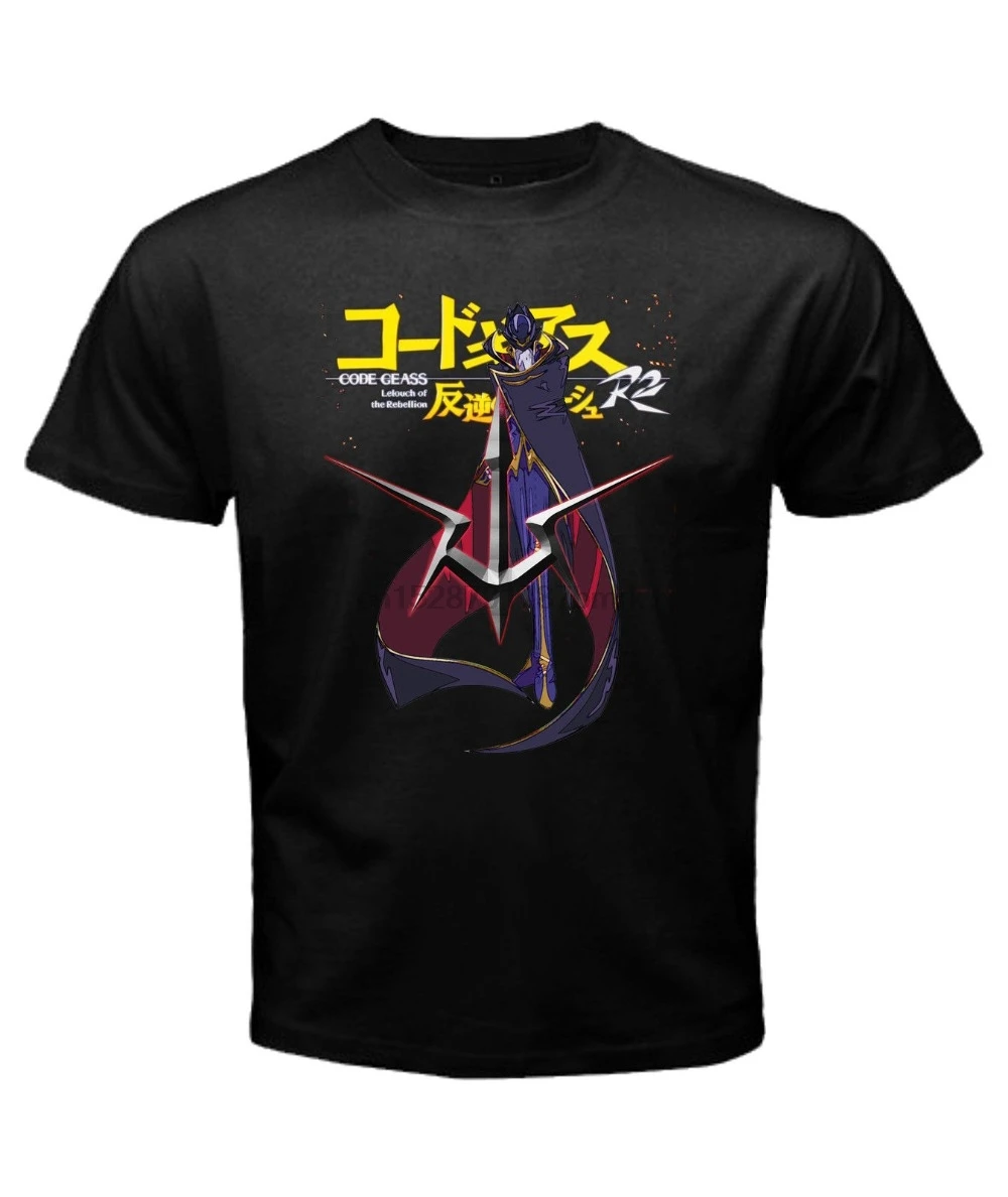 Мужская футболка с рисунком из японского фильма Code Geass Lelouch of the Rebellion черная