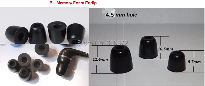 

Linhuipad Memory foam eartips , PU earbuds, Black, 4.5mm inner diameter , L /M /S sizes 1000 pcs / lot