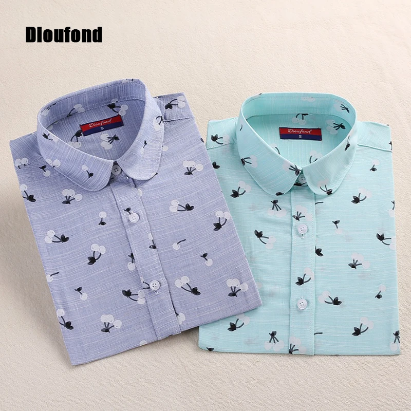 Dioufond Для женщин Блузки для малышек животных хлопковые рубашки Цветочный зеленый