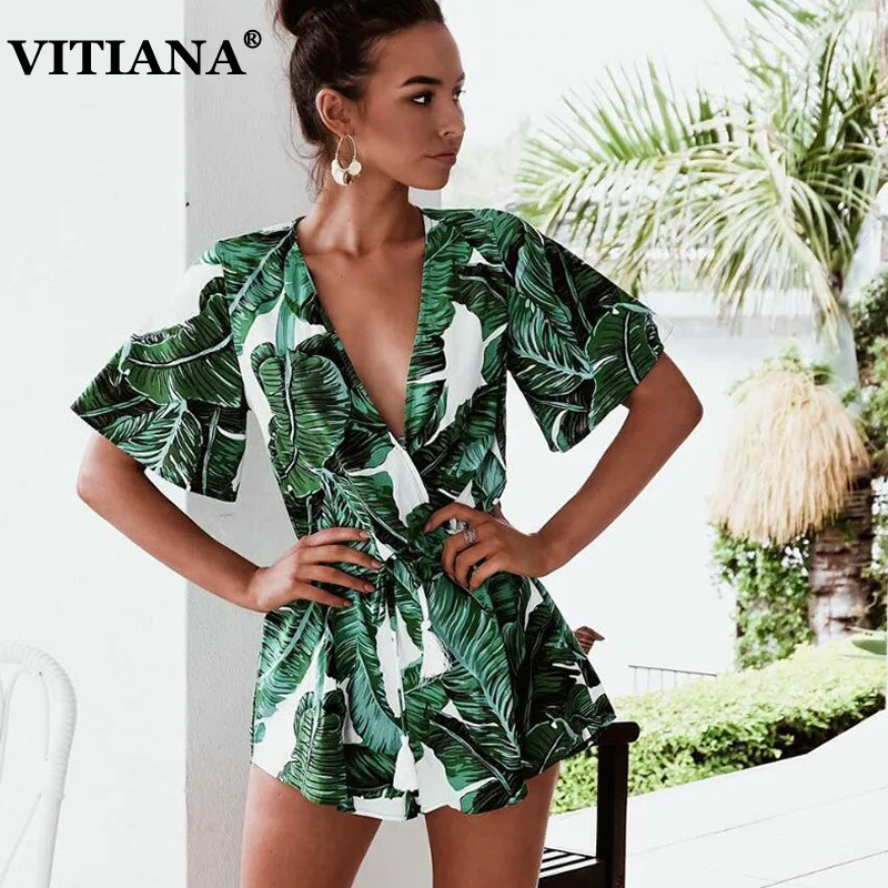 VITIANA женские пляжные повседневные короткие комбинезоны в стиле бохо для женщин
