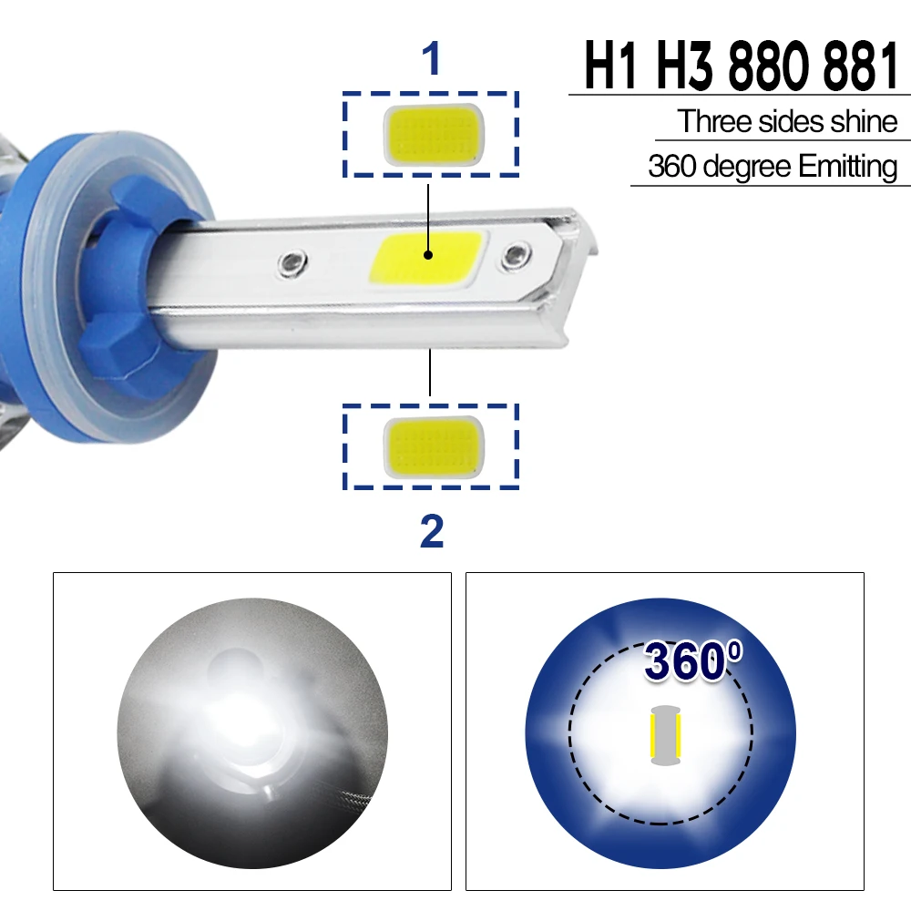 Современный автомобиль 3xcob 72 Вт фары Высокая Низкая H1 H4 H7 H13 H11 H16 9005 9006 9007 880