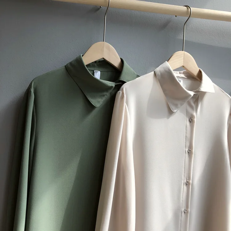 Весенняя Новинка! ВЫСОКОКАЧЕСТВЕННАЯ Однотонная рубашка с рукавами-фонариками и