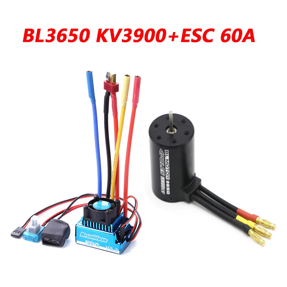 60A and KV3900 motor Водонепроницаемый 3650 3900KV бесщеточный двигатель 45A 60A 80A 120A ESC программист карты комбо набор для RC barco parte 1/10 1/12 RC автомобиль грузовик - Цвет: 60A and KV3900 motor