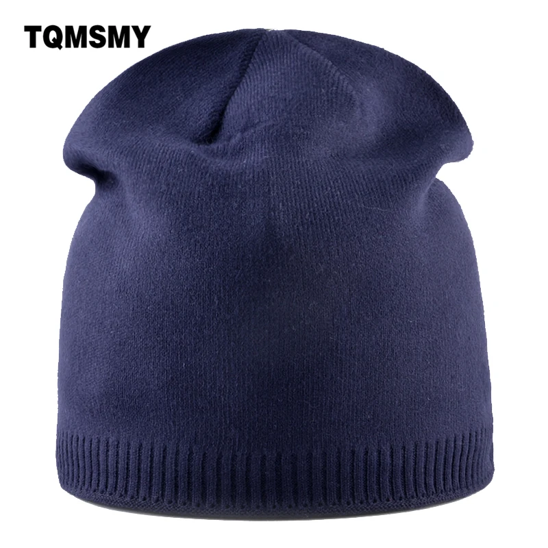 

Одноцветные зимние шапки для женщин, вязаные шерстяные шапки, повседневные Шапки-тюрбан для девочек, двухслойные осенние мужские шапки gorro