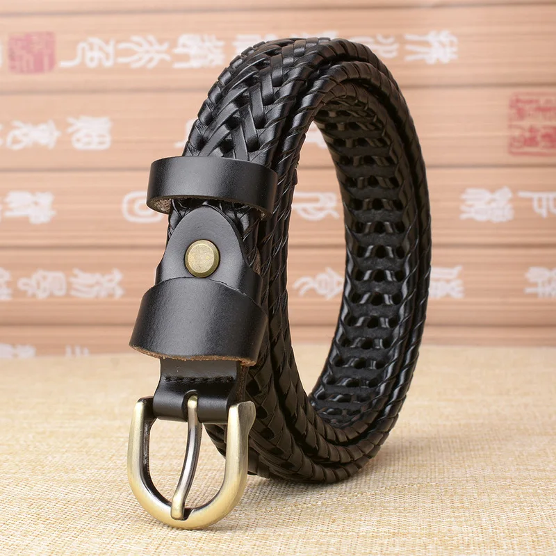 Дизайнерский плетеный ремень для женщин из натуральной кожи | Аксессуары одежды