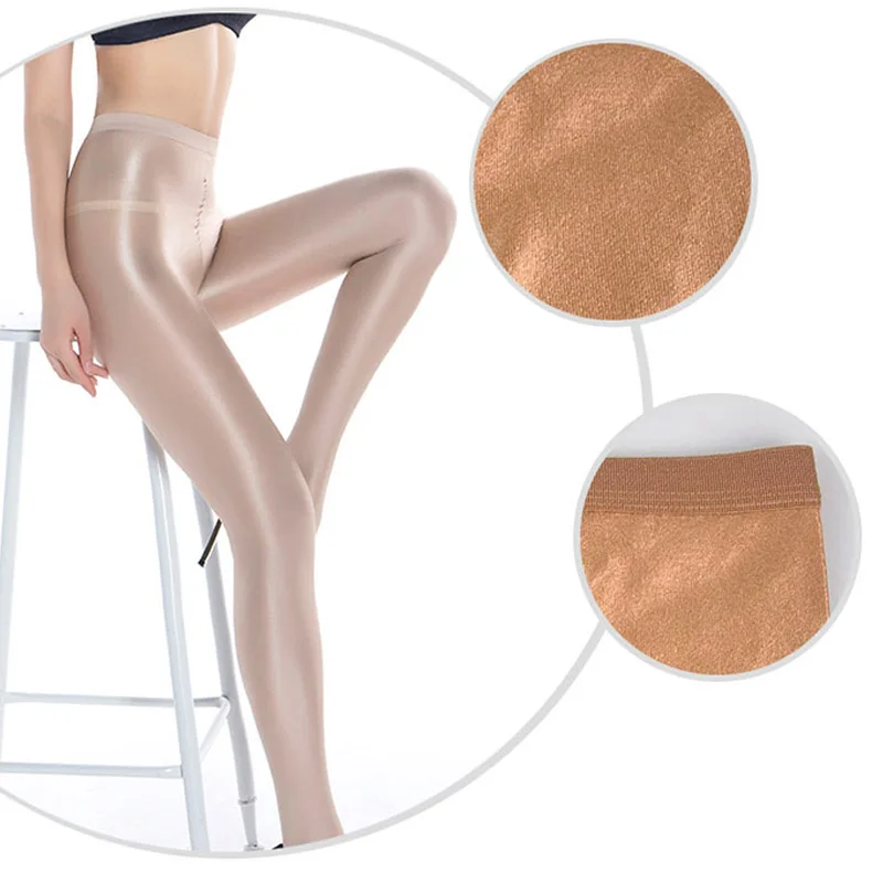 

FENNASI Girl 70D Oil Shine Pantyhose Glitter Tights Women's High Waist Stockings Party Club Sexy Lingerie Gives You Shiny Legs