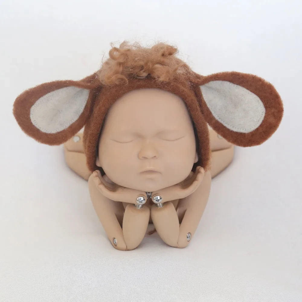 

Felted newborn prop bonnet Handmade Wool Animal hat photography props woodland Christmas newborn prop