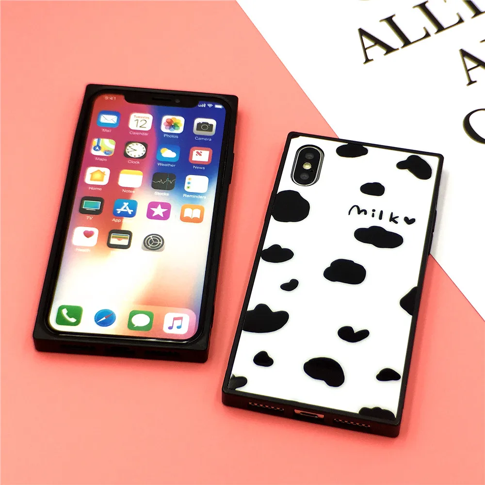 Квадратный чехол для iPhone X 7 Plus чехлы телефонов мягкий силиконовый роскошный