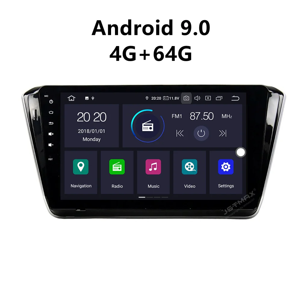 

JSTMAX 10,1 ''Android 9.0 4G + 64G ISP экран автомобильный DVD Радио стерео плеер для Skoda Superb 2015 9,0 2016 2017 GPS навигация