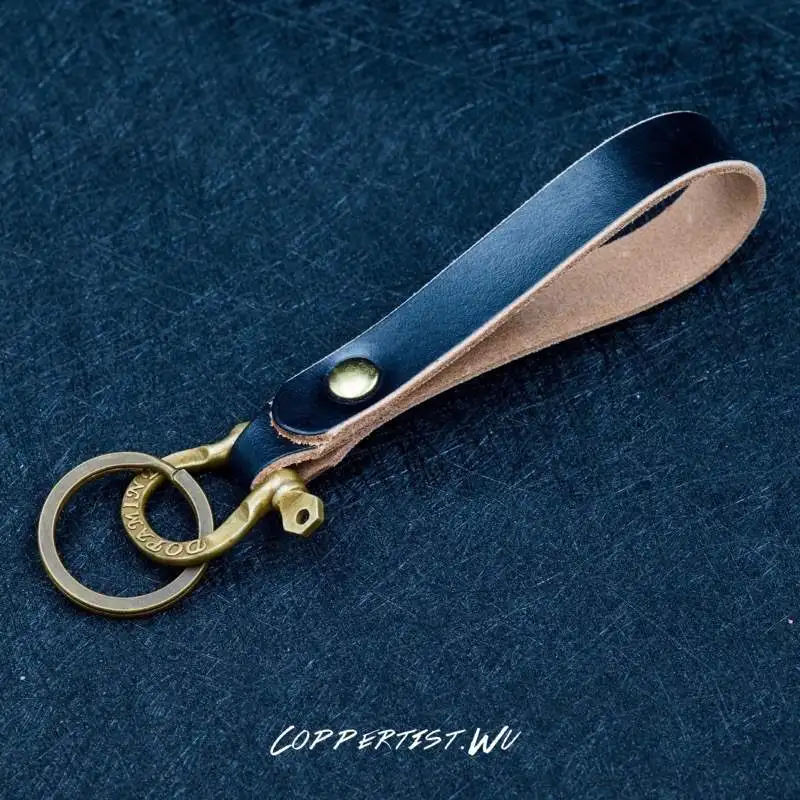 Type 4 Coppertist. wu кожаный брелок латунный брелок для ключей ручной работы Золотое модное кольцо для ключей с сумочкой кулон ручной работы - Цвет: Type 4