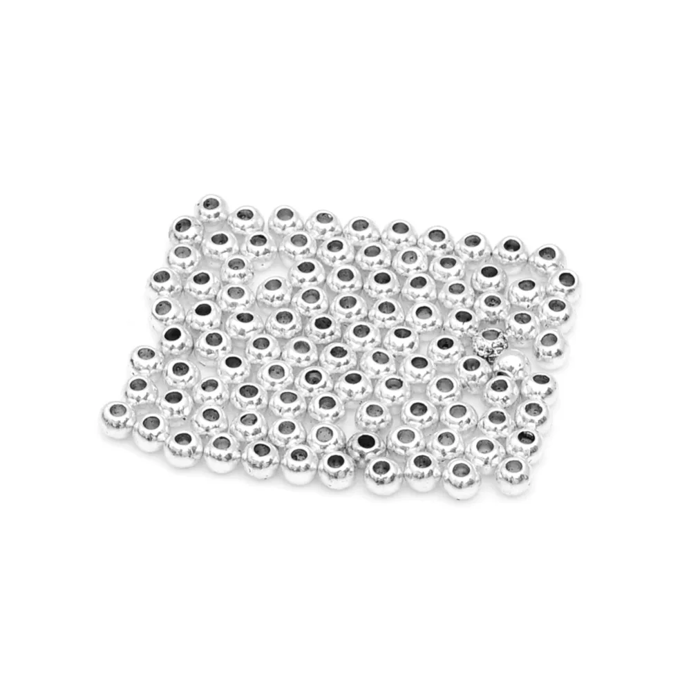 100 шт./лот винтажные Посеребренные Круглые маленькие бусины-разделители из