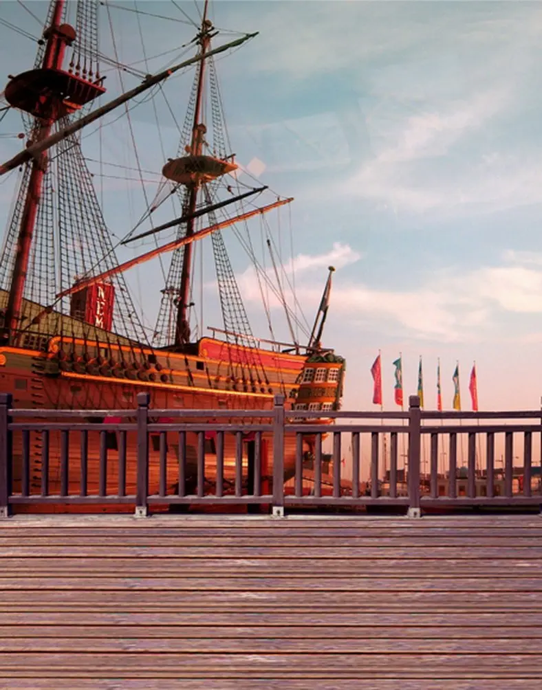 

5x7ft Wooden Bridge Boat Photography Backdrops Photo Props Studio Background