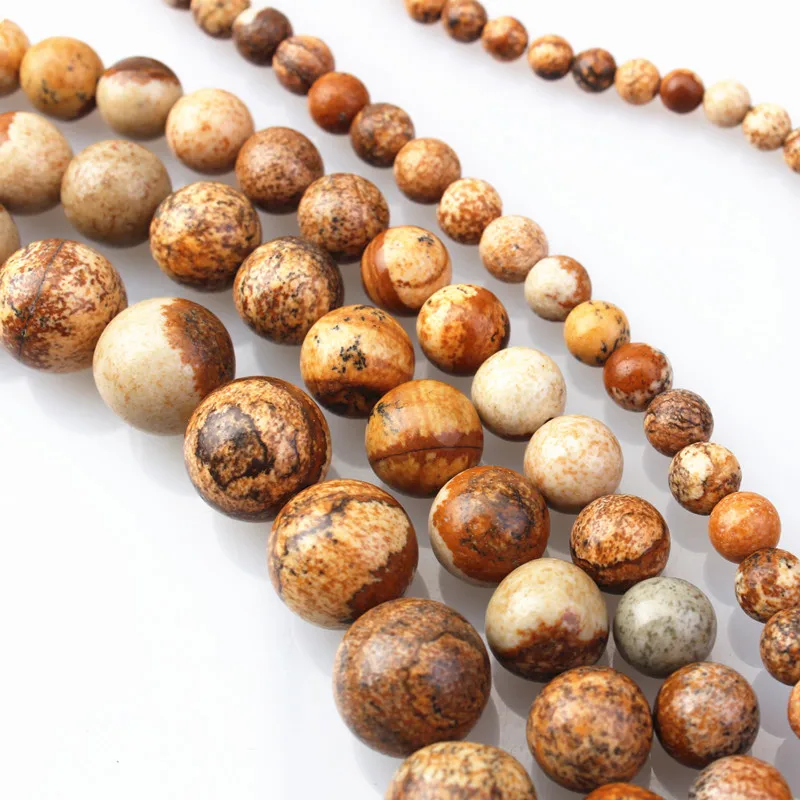 100% рисунок натурального камня круглые бусины для ювелирных изделий Diy ремесло