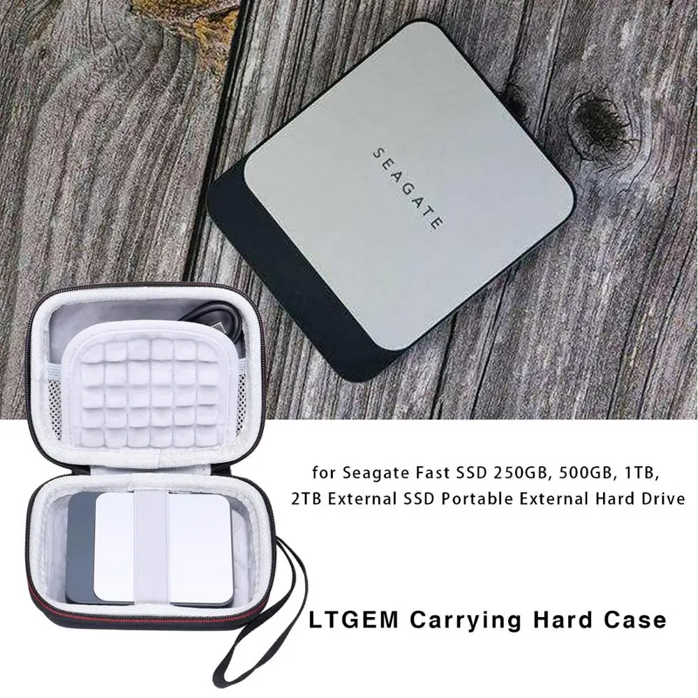 LTGEM Сумка для планшета EVA для Seagate Быстрый SSD 250 ГБ, 500 Гб, 1 ТБ, 2 ТБ внешний твердотельный накопитель Портативный внешний жесткий диск для путешествий защитный чехол