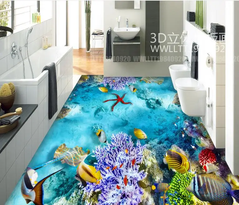 Виниловая напольная плитка на заказ 3d Пол обои водоросли морские Тропические
