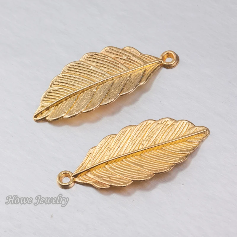 Винтажная подвеска в виде листьев золотого цвета из сплава Ювелирная фурнитура