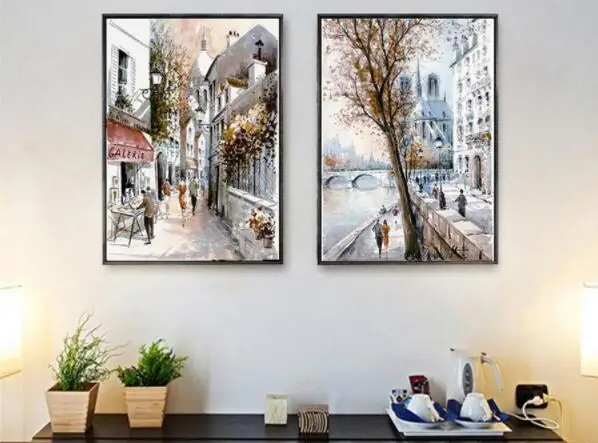 2pcs DIY diamond Embroidery Abstract Street European 5D painting Cross stitch kit Needlework set embroidery with | Дом и сад
