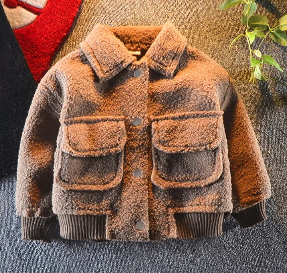 coffee Детские куртки; детская верхняя одежда; куртка для мальчиков и девочек; сезон осень-зима; утепленное замшевое Детское пальто; модная одежда для малышей; подарки - Цвет: coffee