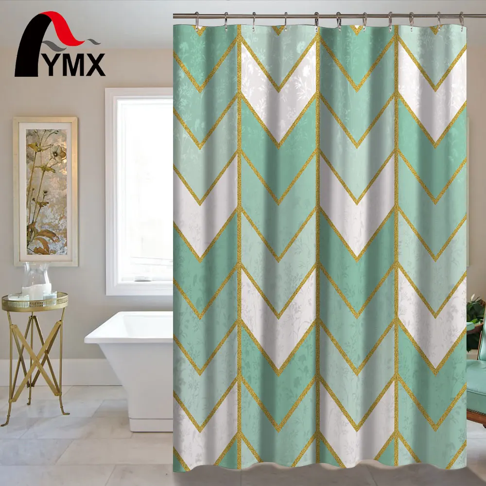 Водонепроницаемая занавеска для душа с полосками ванной комнаты из полиэфирной