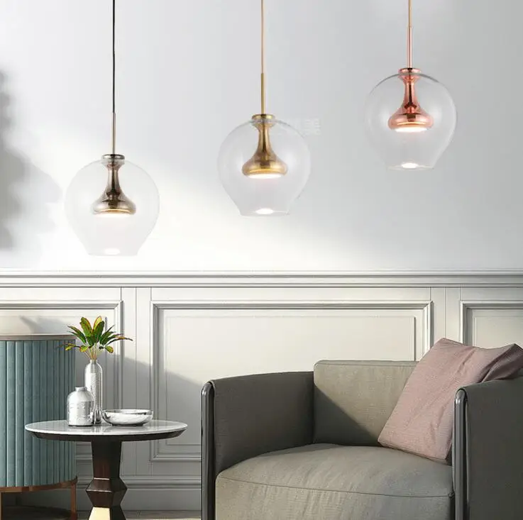 Postmodern glass dining room chandelier living bedroom bedside lamp balcony simple creative project LED Nordic lamps led | Лампы и
