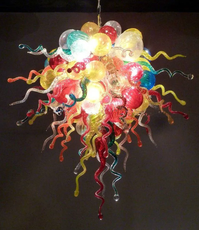 

Multi Colored Handmade Blown Murano Glass Style Chandeliers LED Bulbs Home Hotel Lobby Art Decorative Hanging Chandelier