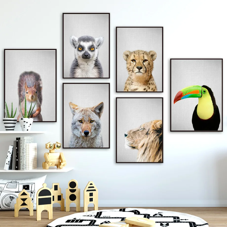 Настенная картина с волком леопардом львом птицей животными Картина на холсте