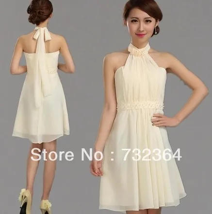 Free shipping cream chiffon floral bridesmaid dress 5 styles for choose