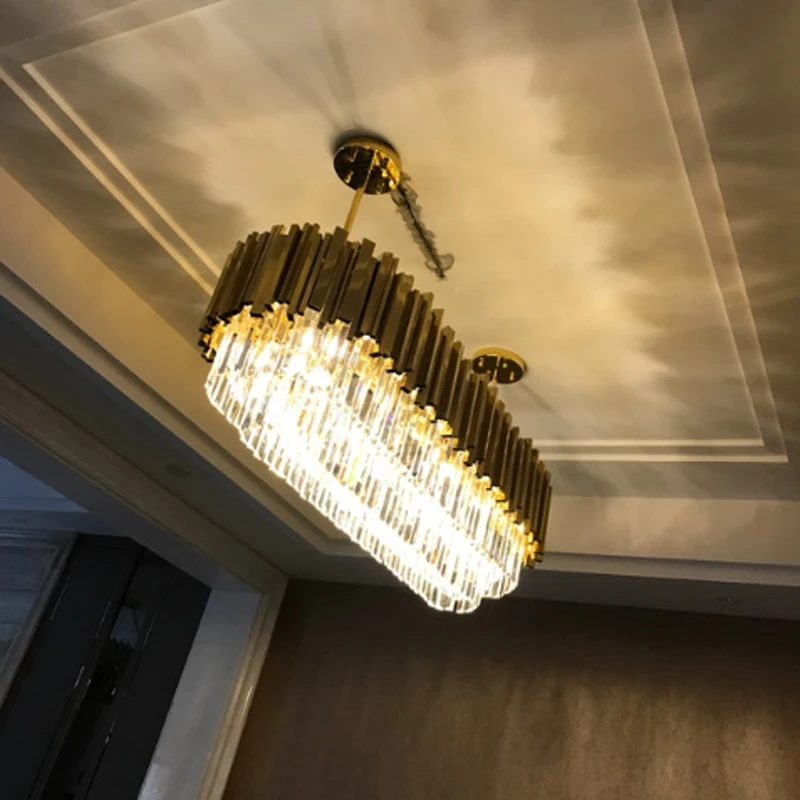 저렴한 레스토랑 펜던트 램프 금속 스테인레스 스틸 스퀘어 크리스탈 라이트 고대 구리 컬러 새로운 럭셔리 바 크리스탈 펜던트 램프