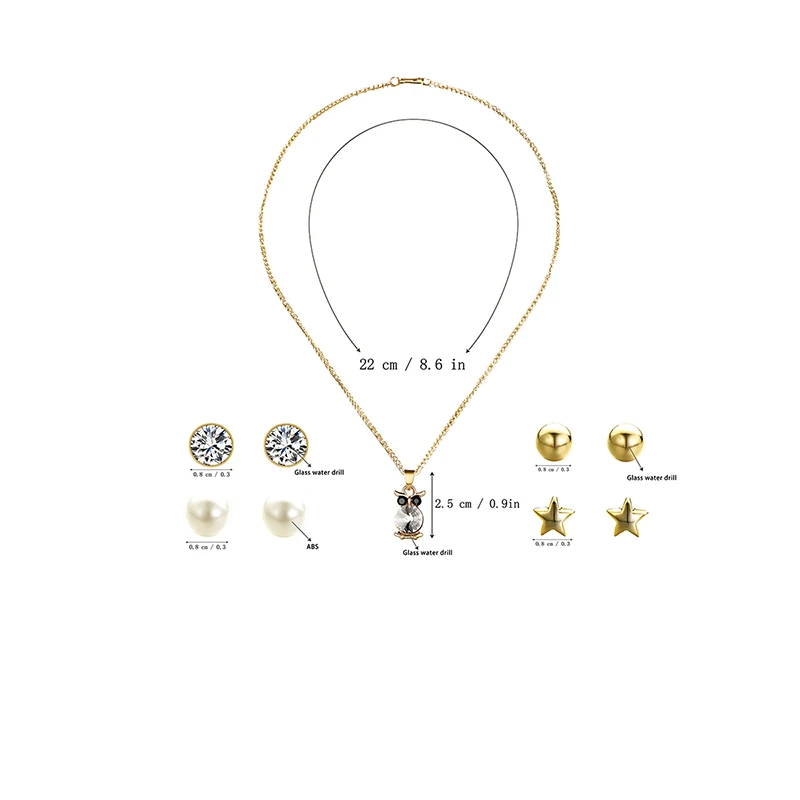 Fashion Jewelry Sets Owl Necklace &amp Earrings Wedding for Women Pendant Long Chain Gift Valentine Gifts | Украшения и