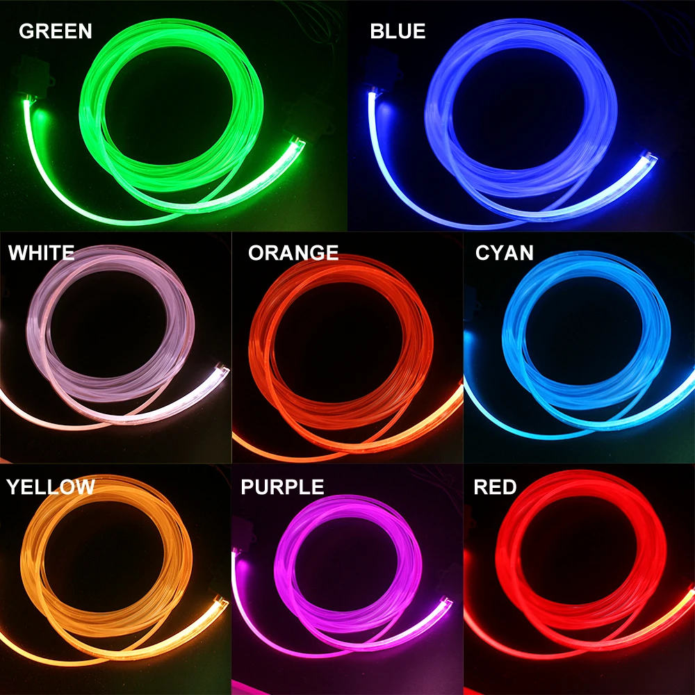 RGB окружающий светильник, 8 цветов, сделай сам, атмосферная лампа, светильник для салона автомобиля, 1,5 Вт, светодиодный светильник для автомобиля, оптическое волокно, декоративная лампа с дистанционным управлением