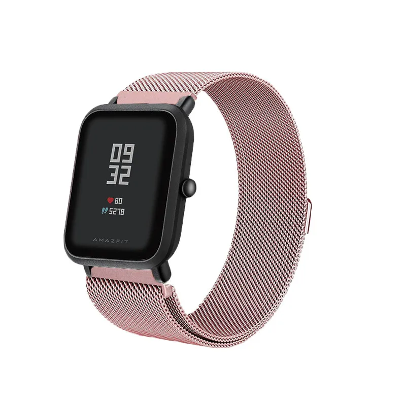 Ремешок для часов для Xiaomi Huami Amazfit ремешок Bip браслет из нержавеющей стали Amazfit gts/gtr 42 мм ремешок магнитная пряжка