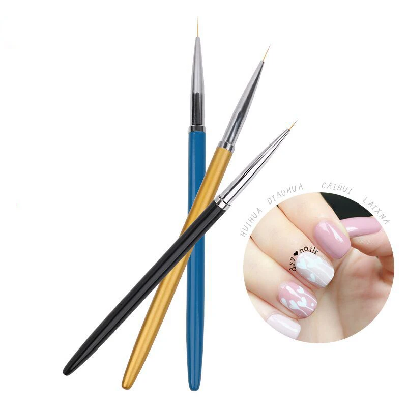 Pandahall 3 шт./компл. Nail Art Живопись из линий ручка металлическая щетка Гель-лак для УФ-лампы Советы 3D дизайн маникюра и педикюра, фрезер для рисования набор инструментов для самостоятельного