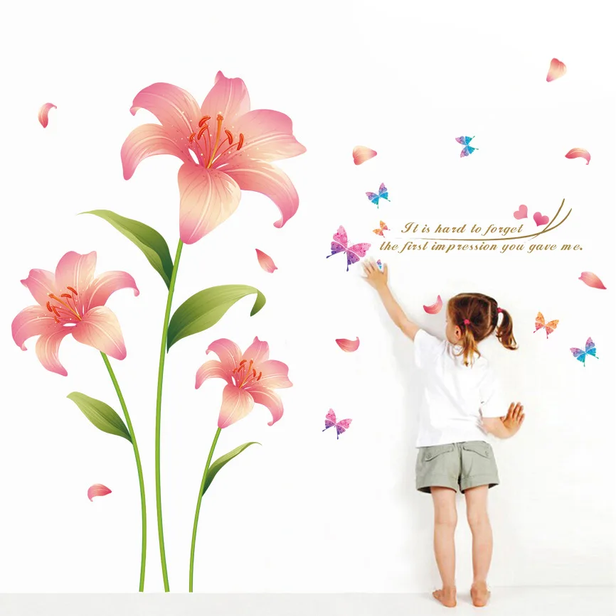 

Настенная Наклейка с растениями flowerhui, фон для гостиной, спальни, украшение для стены, ПВХ съемные настенные наклейки