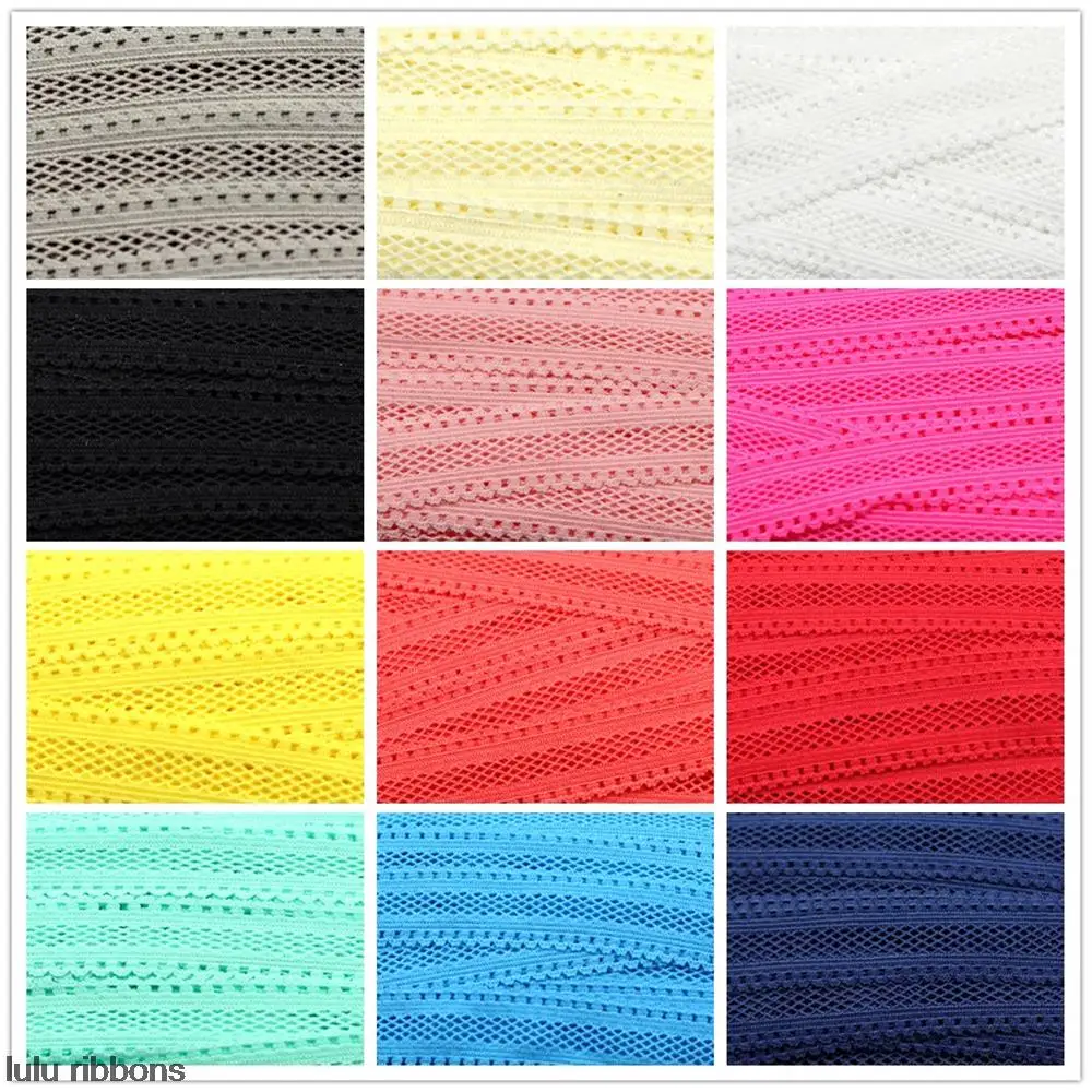 

5/8" 16mm 10 Yards Hollow Square Ribbon Solid Elastic Ribbon Flower Lace foe ribbon Knot Hair Tie DIY Handmade
