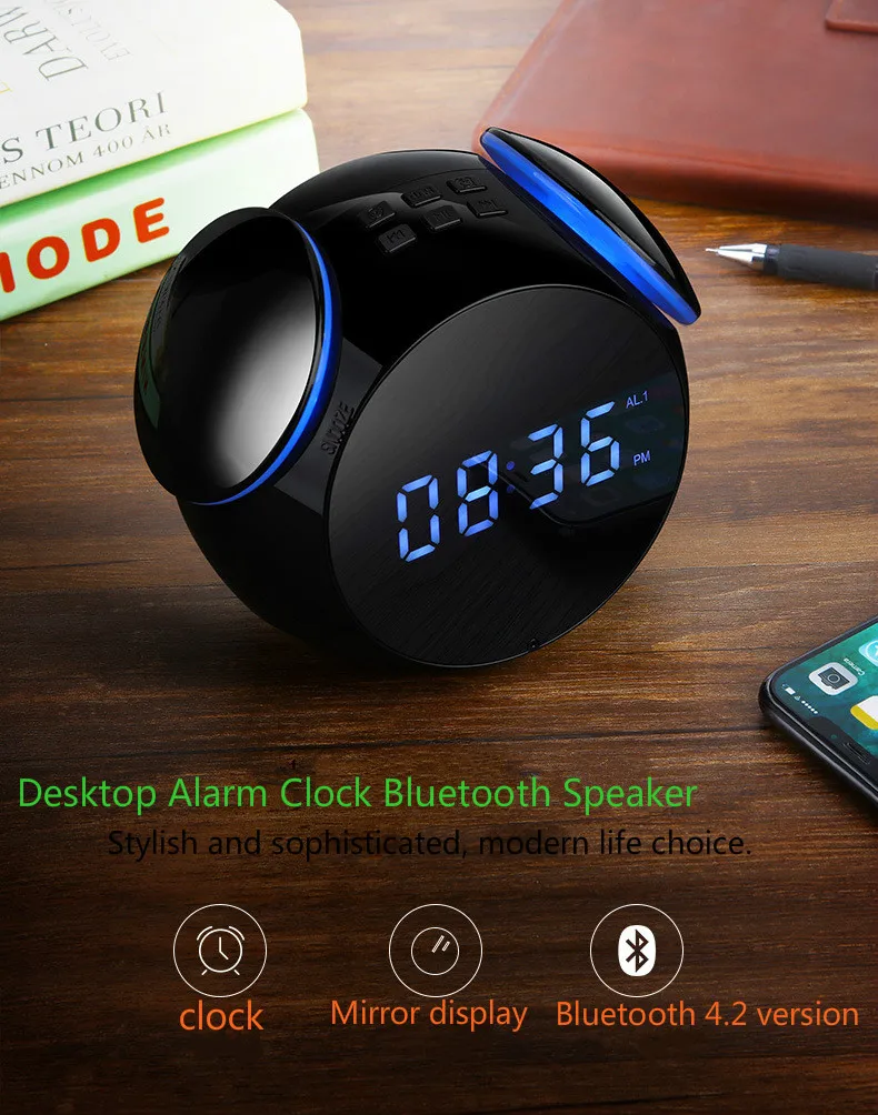 Беспроводной Bluetooth Динамик Мини цифровой будильник электронные часы на открытом воздухе танцевальные, для сельской кадрили MP3 интеллигентая(ый) Аудио Портативный сабвуфер