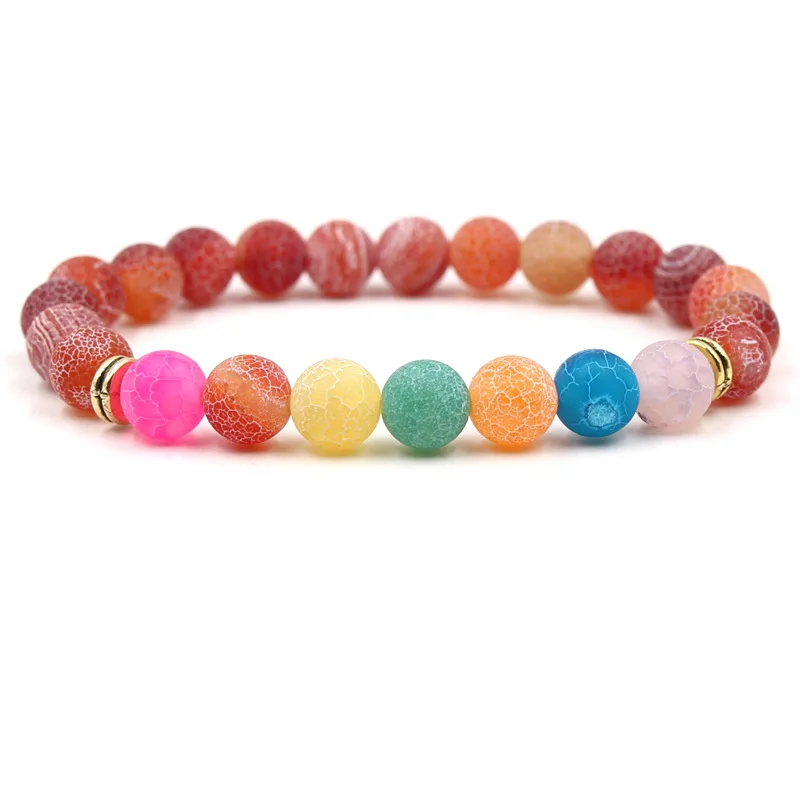 2018 new natural stone weathered carnelian colorful chakra yoga elastic Bracelet For Women man AL-XD45 | Украшения и аксессуары