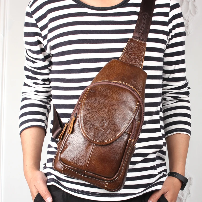 Franya Brand Bag Men Chest Pack Single Shoulder Strap Back Leather Travel Crossbody Bags Vintage | Багаж и сумки