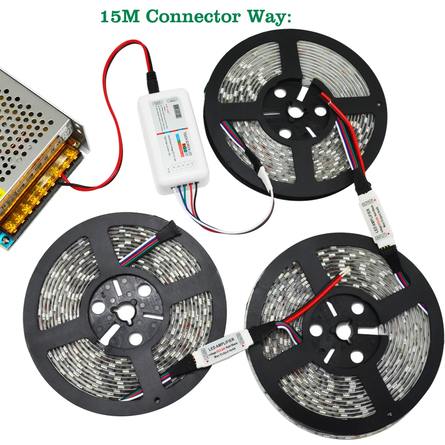 DC12V RGBW светодиодный светильник 5050 SMD Светодиодная лента+ 2,4G RGBW РФ Пульт дистанционного управления+ адаптер питания+ усилитель RGBW комплект 5 м 10 м 15 м 20 м