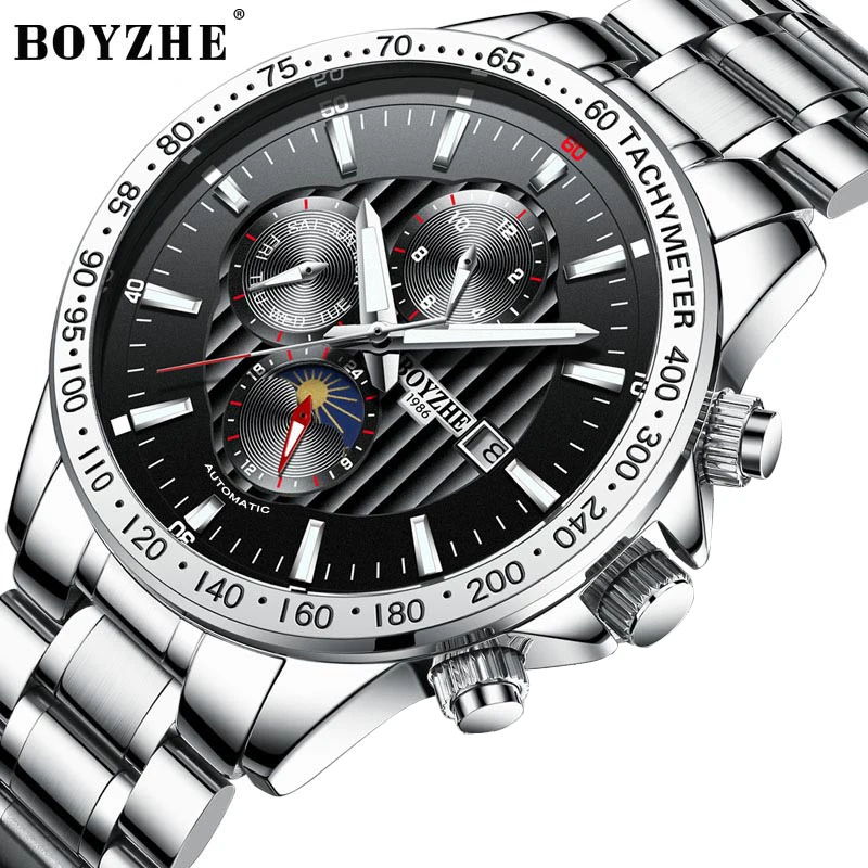 Мужские часы BOYZHE 2019 механические Автоматические деловые мужские лучший бренд
