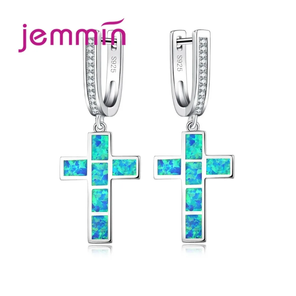 Европейские Простые серьги в виде драгоценных камней с голубым огненным опалом