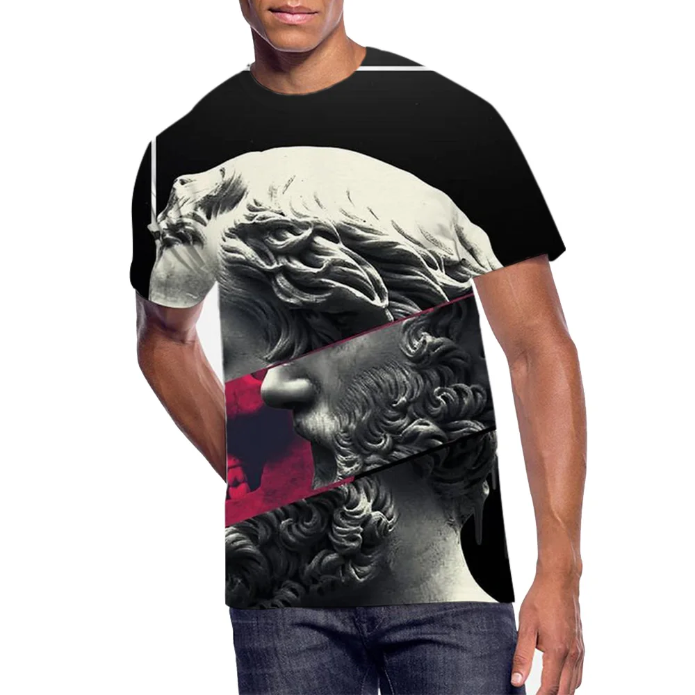 Hot black funny 3D print t shirt leisure Polyester summer Thin section t-shirt short sleeve women/men tshirt custom tops | Мужская