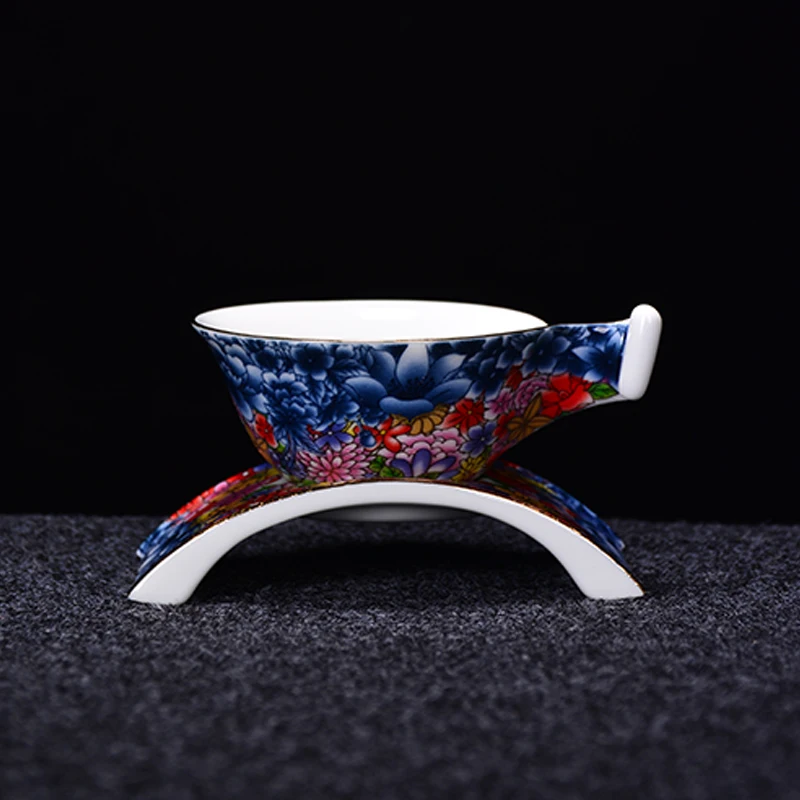 

Jingdezhen Porcelain Tea Strainer Hand Painted Enamel Pattern Teaware Chinese Kung Fu Tea Set Accessories Tea Drain Filter Decor