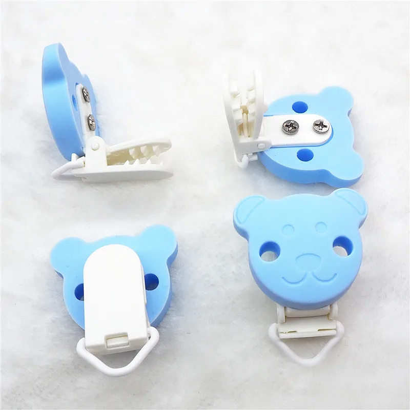 Chenkai 10pcs Silicone Bear Clips DIY Animal Baby Teether Pacifier Dummy Montessori Sensory Jewelry Holder Chain Toy Clips