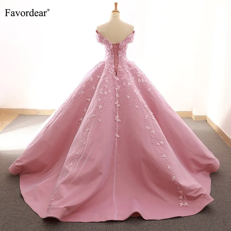 Favordear Sweetheart Off The Shoulder Ball Gown Evening Dress 2019 Vestido De Festa Luxurious Applique Formal Dress Prom Dress
